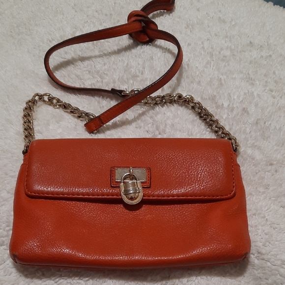 Calvin Klein Orange Leather Chain Bag - Picture 1 of 10
